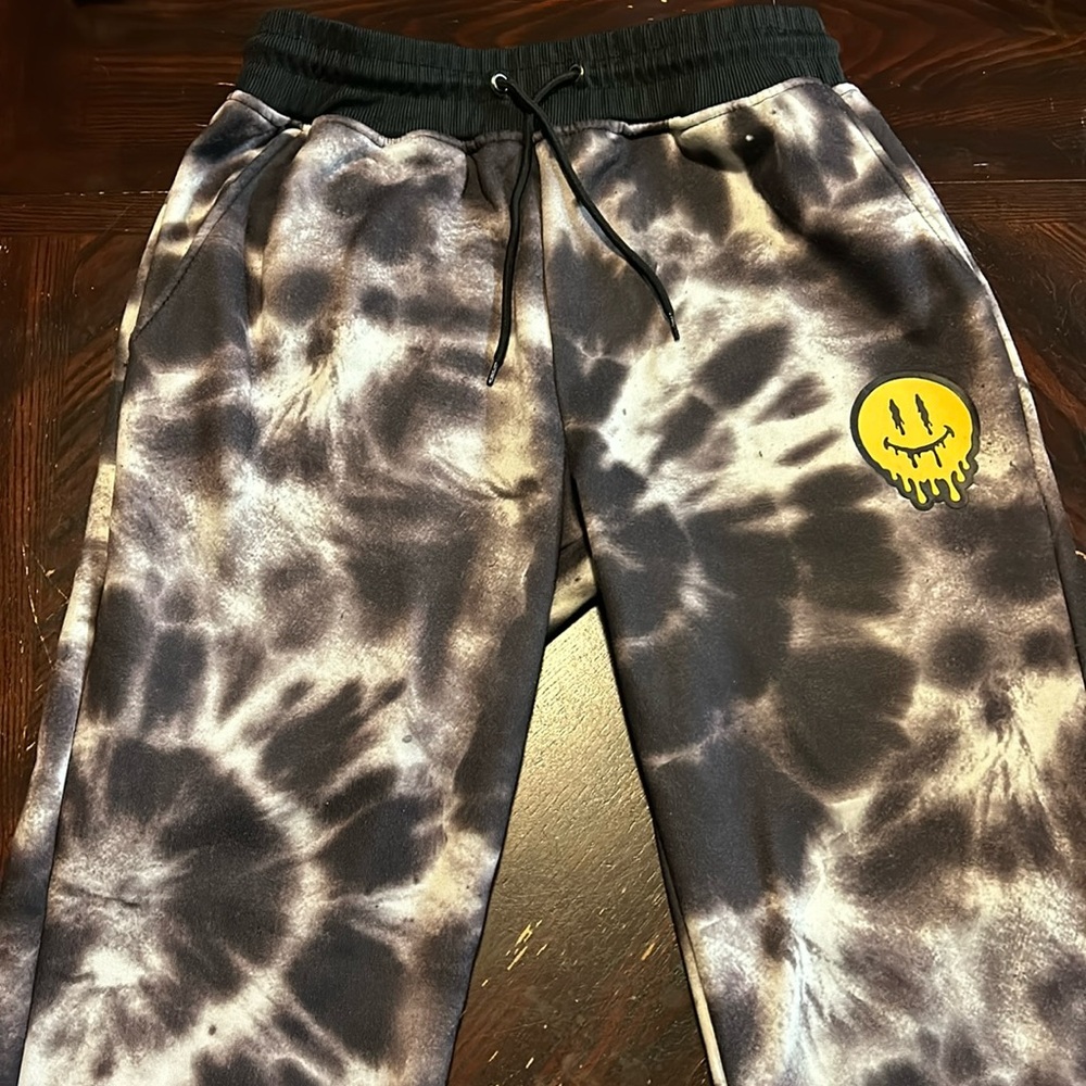 Smiley face printed joggers